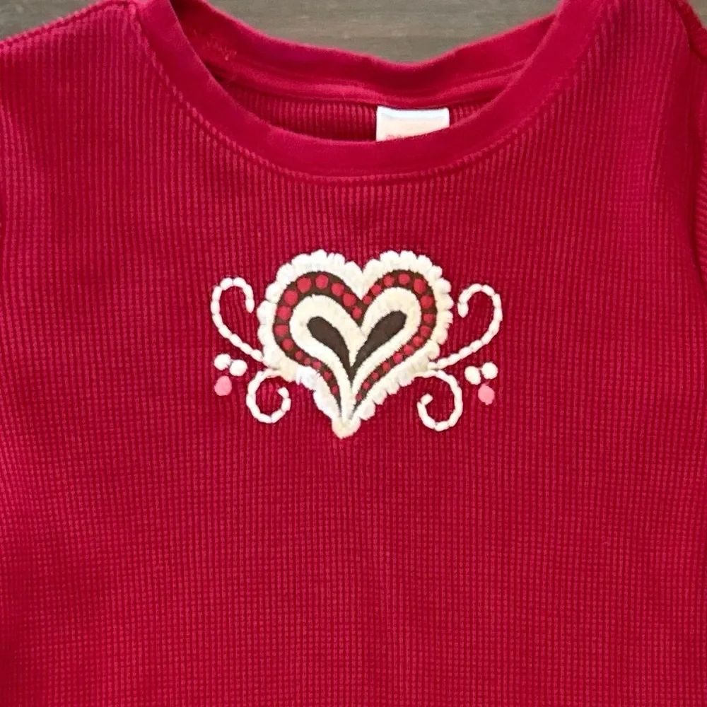Gymboree Girls Red Heart Long Sleeve Shirt 7